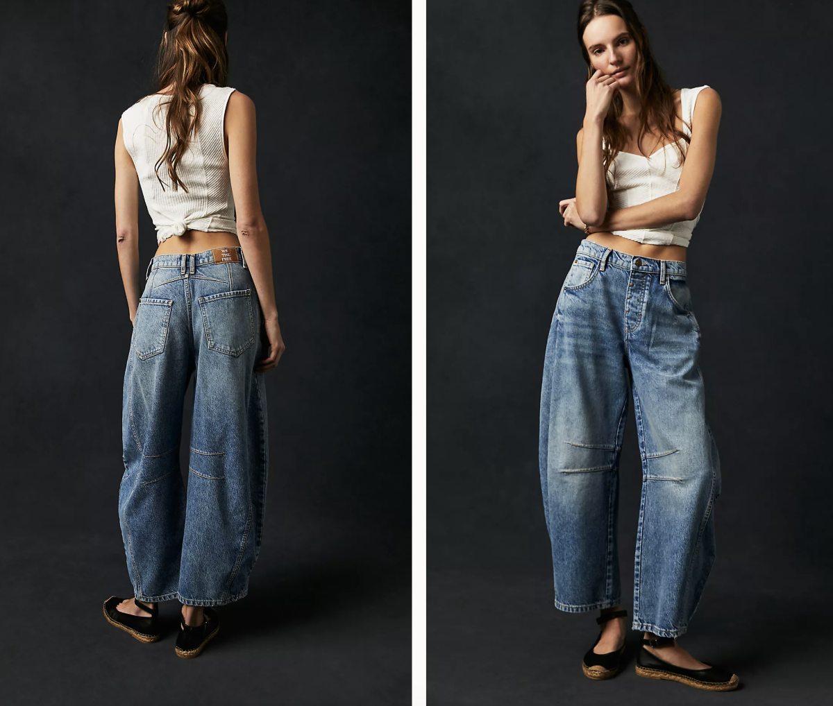 We The Free Good Luck Mid-Rise Barrel Jeans.